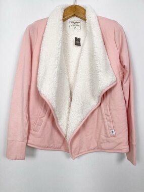 Abercrombie & Fitch Light Pink Sherpa Lined Draped Open Cardigan Size Medium